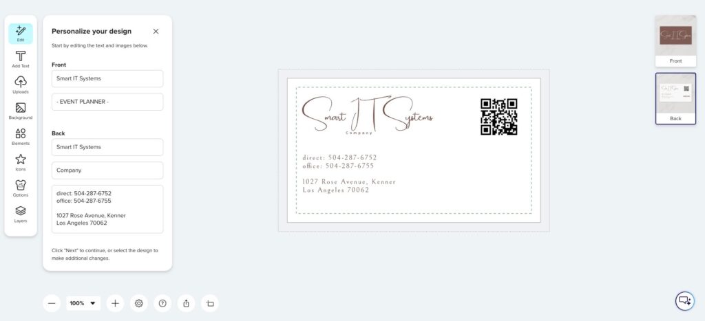 Business Create card style