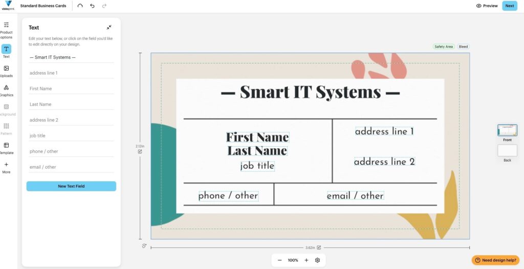 Smart IT System business card maker