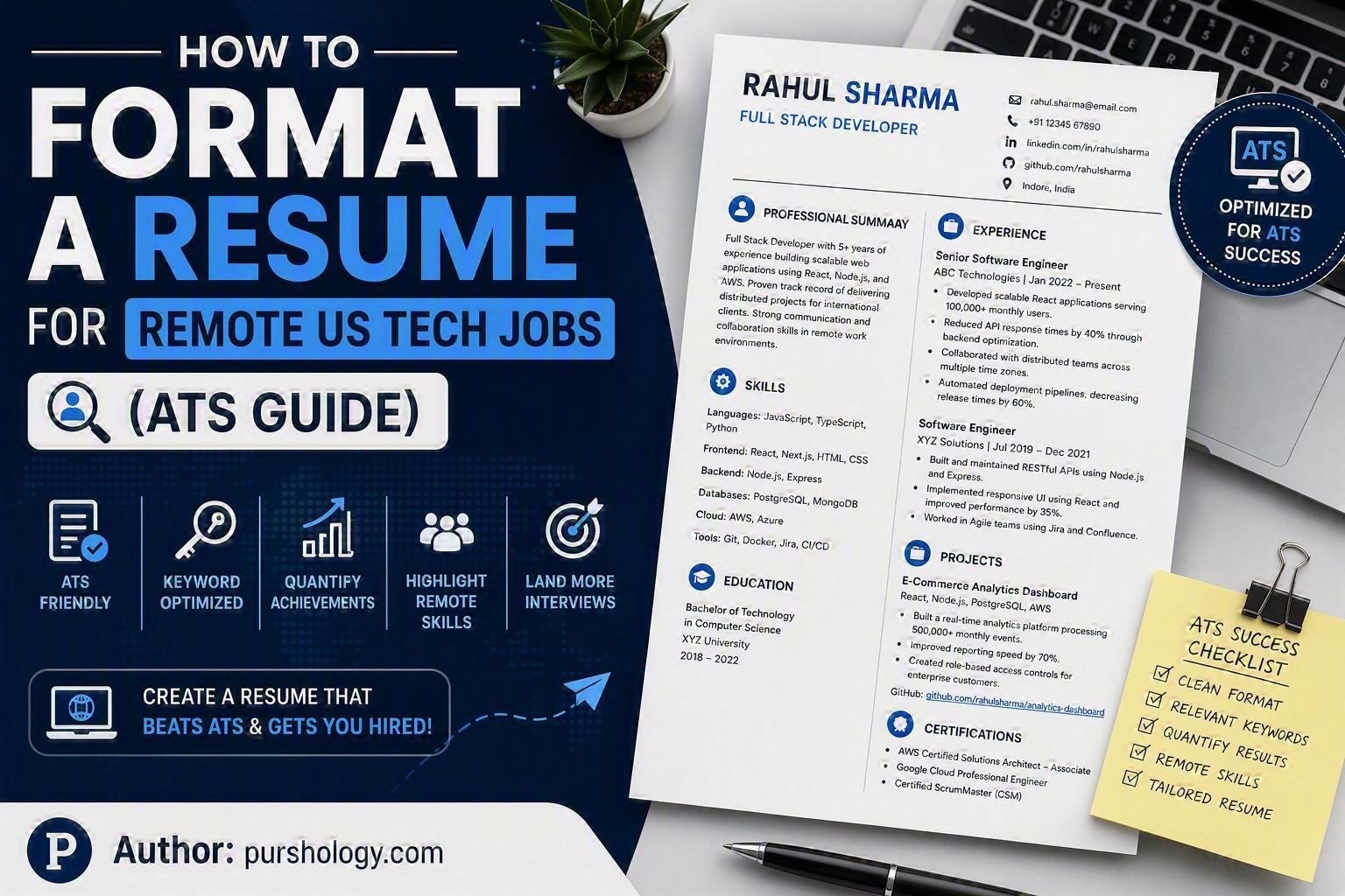 How to Format a Resume for Remote US Tech Jobs (ATS Guide)
