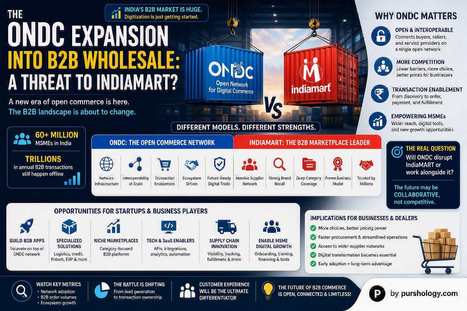 The ONDC Expansion into B2B Wholesale- A Threat to IndiaMART - purshoLOGY Now, as ONDC expands its capabilities into B2B commerce and wholesale transactions, industry observers are asking an increasingly important question