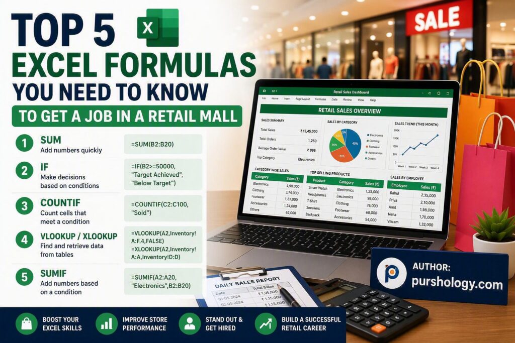 Top 5 Excel Formulas You Need to Know to Get a Job in a Retail Mall