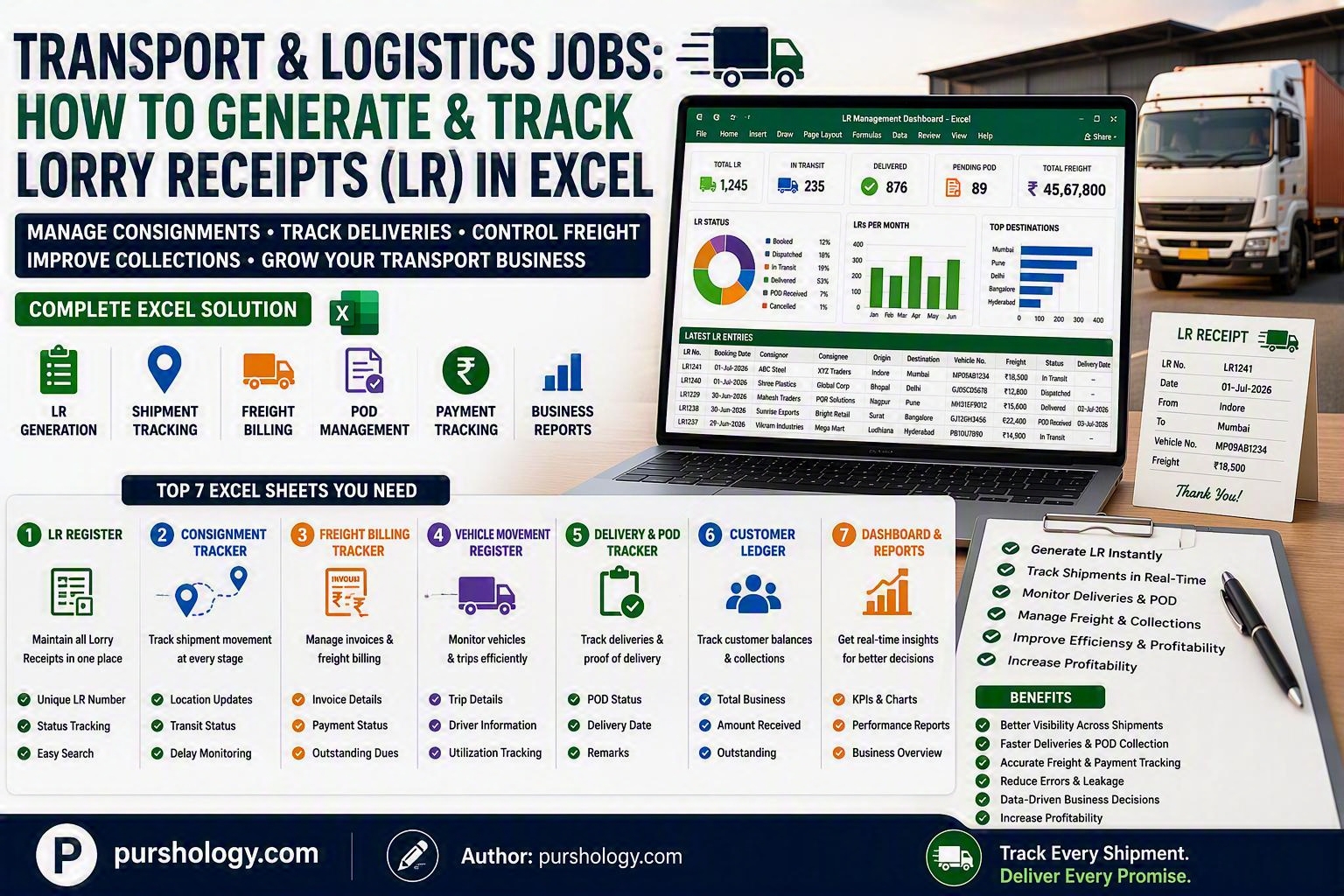 Transport Logistics Jobs- How to Generate and Track Lorry Receipts LR in Excel - purshoLOGY Transport & Logistics Jobs: How to Generate and Track Lorry Receipts (LR) in Excel