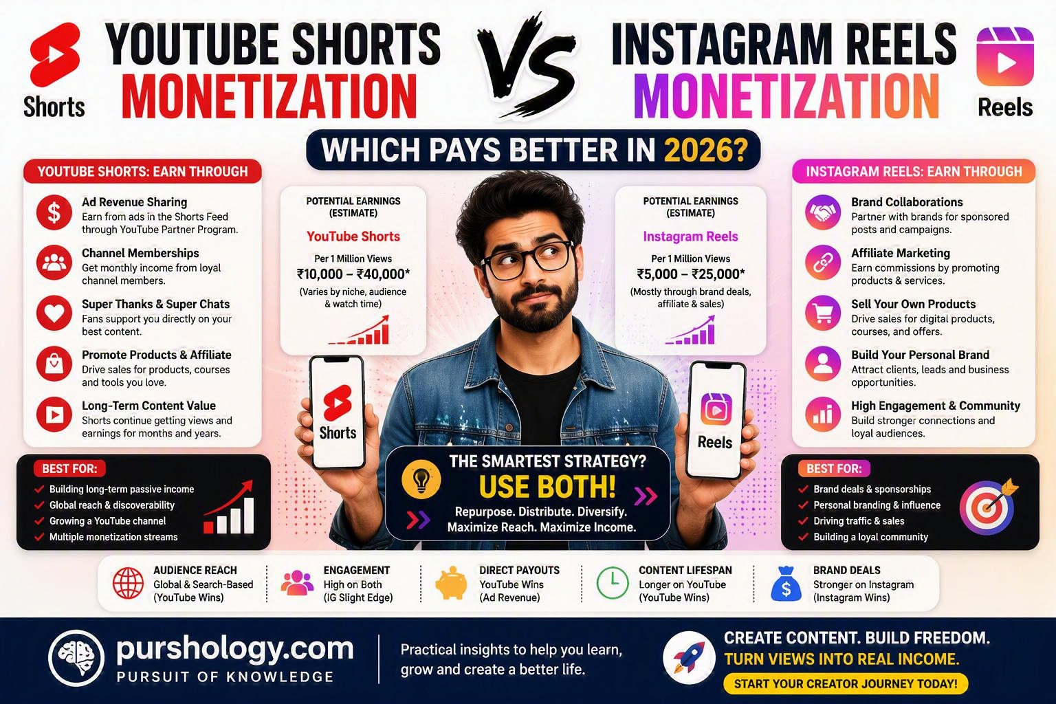 YouTube Shorts Monetization vs Instagram Reels- Which Pays Better in 2026 - purshoLOGY YouTube Shorts Monetization vs Instagram Reels: Which Pays Better in 2026?
