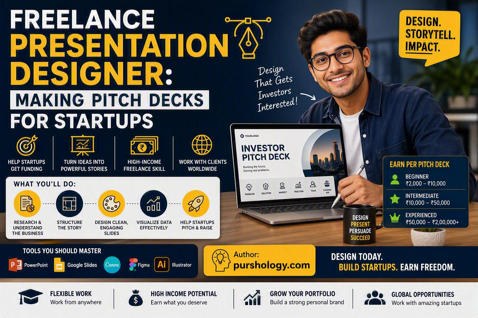 Freelance Presentation Designer- How to Make Pitch Decks for Startups and Earn in 2026 - purshoLOGY Freelance Presentation Designer: How to Make Pitch Decks for Startups and Earn in 2026