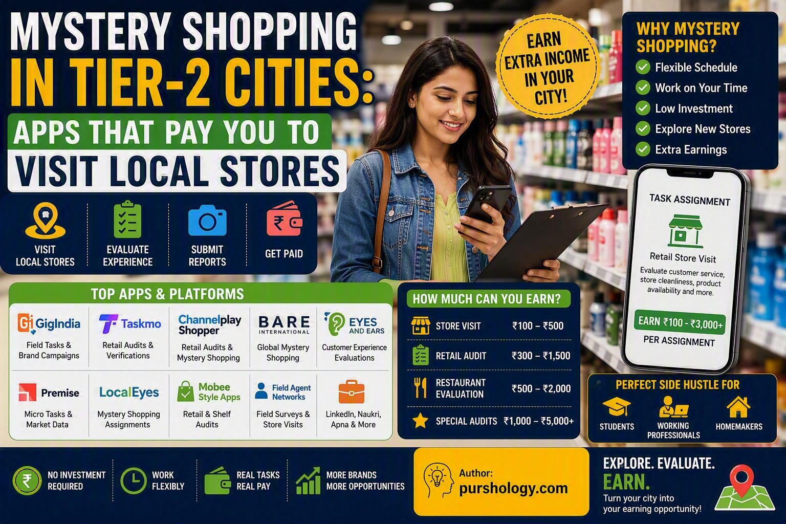 Mystery Shopping in Tier-2 Cities- Apps That Pay You to Visit Local Stores - purshoLOGY Mystery Shopping in Tier-2 Cities: Apps That Pay You to Visit Local Stores