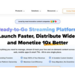 Hero banner for VPlayed: "Ready-to-Go Streaming Platform" headline with subheading about launching faster and monetizing better.A navigation bar is visible at top of the page.