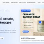 Homepage hero for ImageWise AI: bold headline 'Translate, understand, create, and refine images with AI' with a light-blue grid background and a product mockup on the right.