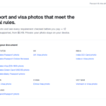 Page header for passport/visa photos: meets official rules, with a country grid of sample photo links (US, UK, India, etc.).