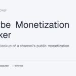 Hero banner for a tool called 'YouTube Monetization Checker' with the subtitle: 'Free, no-login lookup of a channel's public monetization signals' on a light gray background.