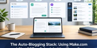 AI auto-blogging workflow connecting Make.com, ChatGPT and WordPress