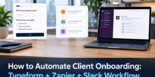 Client onboarding automation workflow connecting Typeform, Zapier and Slack
