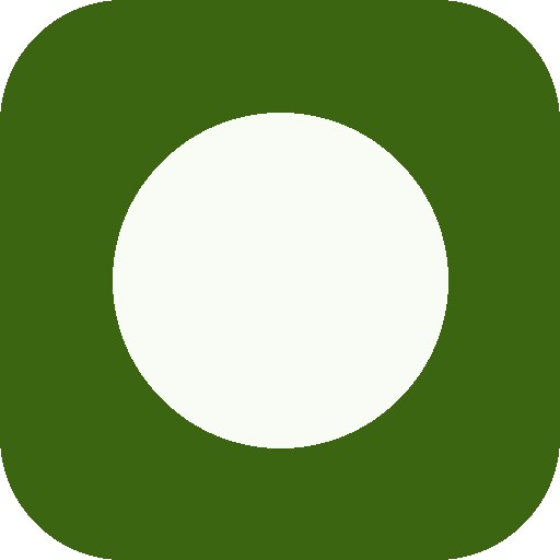 Rounded green square app icon with a centered white circle