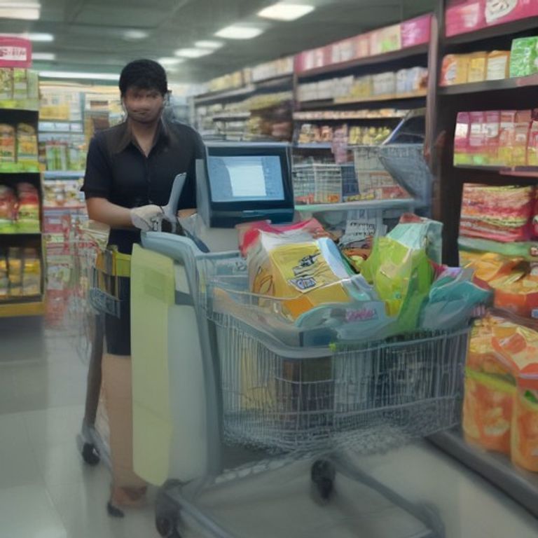 supermarket-cashier-using-a-barcode-scanner-and-pos-billing - purshoLOGY Supermarket cashier using a barcode scanner and POS billing system