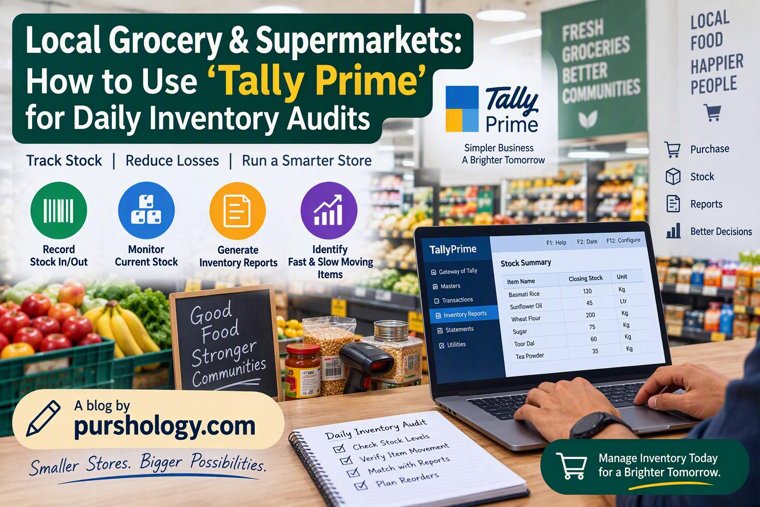 Local Grocery Supermarkets- How to Use Tally Prime for Daily Inventory Audits - purshoLOGY Local Grocery & Supermarkets: How to Use 'Tally Prime' for Daily Inventory Audits