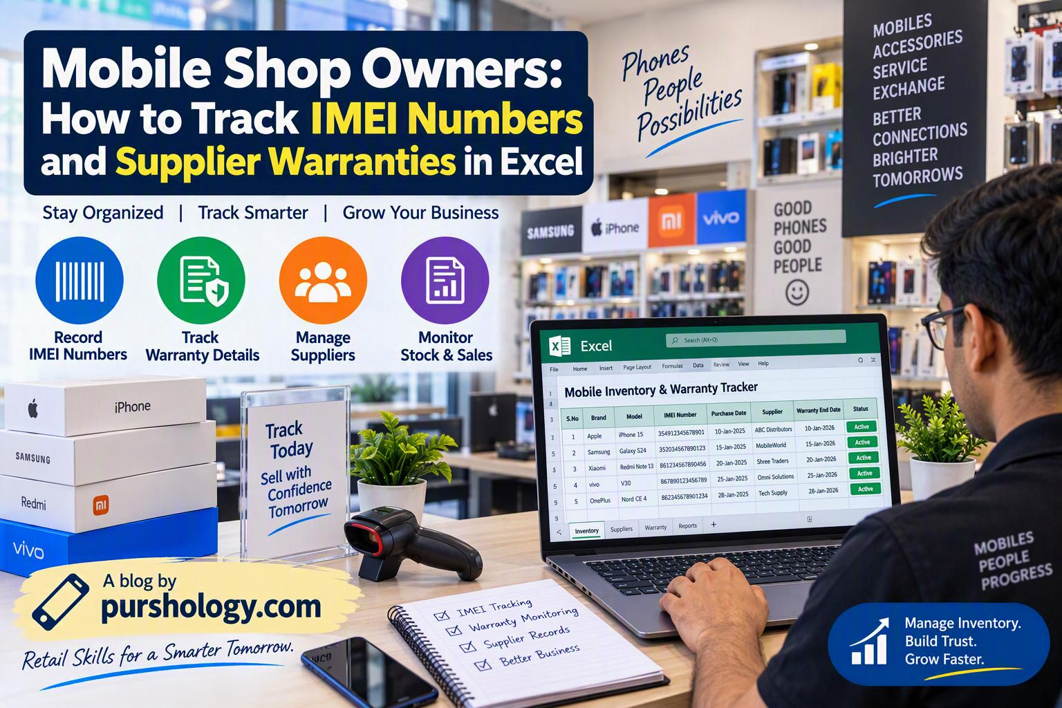 Mobile Shop Owners- How to Track IMEI Numbers and Supplier Warranties in Excel - purshoLOGY Mobile Shop Owners: How to Track IMEI Numbers and Supplier Warranties in Excel