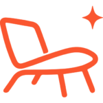 Orange banner with a small white notch centered at the top edge, on a solid orange background.