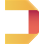 Abstract orange and yellow curved ribbon forming a partial G shape (decorative background element)