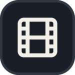 Film strip icon inside a dark rounded square background