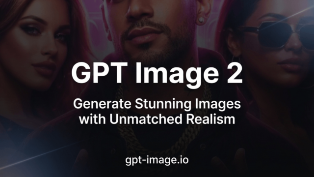 Promotional banner for GPT-Image.io about generating stunning, realistic images, with three people in the background and bold white text: 'GPT Image 2'.