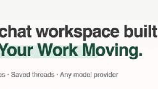 Web page header: 'Chat workspace built for Your Work Moving' with a notes line and small badges for '12+ providers' and '1 credit / message'