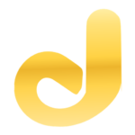 Gold gradient stylized lowercase 'd' logo on a transparent background on a neutral surface