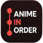 Anime In Order logo: three orange interconnected circles beside the text on a dark rounded square background.