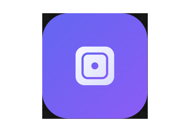 Purple rounded-square app icon with a white nested square and central dot