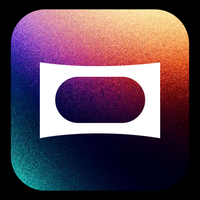 App icon with a vibrant multicolor gradient background and a white rounded rectangle containing a dark purple oval shape.