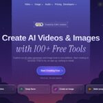 Hero section of Magic Hour landing page with a purple gradient background, large headline about AI videos and images, and a prominent Start Creating Free button.