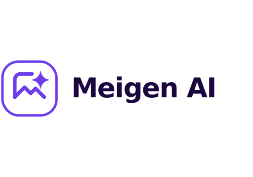 Logo: Meigen AI with a purple rounded-square icon containing mountains and star, next to the text ‘Meigen AI’ in purple.