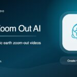 Hero banner for Earth Zoom Out AI with a globe icon on the right and the tagline 'Create cinematic earth zoom-out videos' on a blue gradient background.