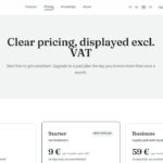 Clear pricing headline and three plan cards: Free, Starter, and Business on a pricing page.