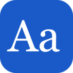 Blue rounded-square app icon with white 'Aa', representing typography or font settings Tool or feature.